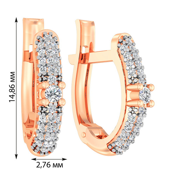 Серьги из красного золота с фианитами  (арт. 111040) – изображение 2