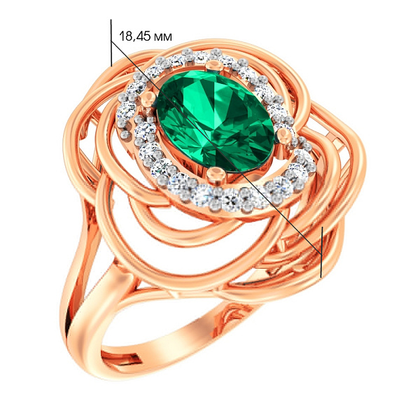 Золотое кольцо с кварцем и фианитами (арт. 140670Пз) – изображение 2