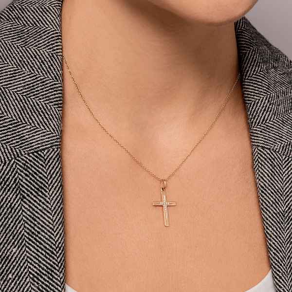 Хрестик з золота з діамантами (арт. П011381) – зображення 3