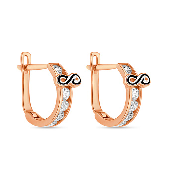 Фото Серьги из красного золота с фианитами и эмалью (арт. 104206еч)