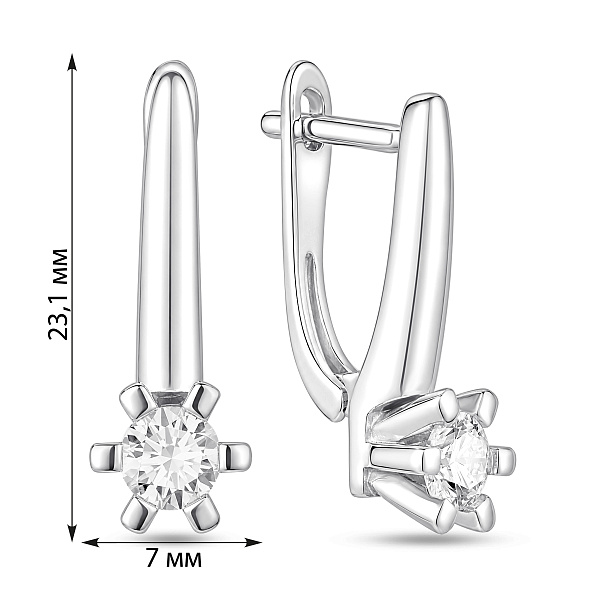 Серебряные серьги с фианитом (арт. 7502/10350) – изображение 2