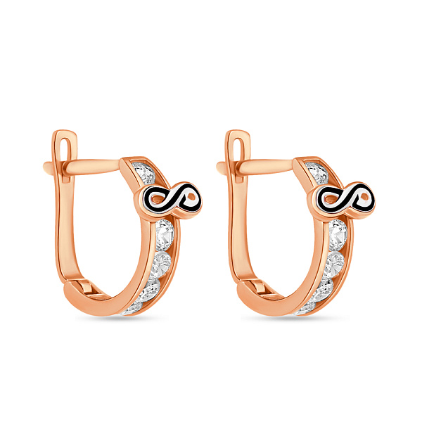 Серьги из красного золота с фианитами и эмалью (арт. 104206еч) – изображение 1