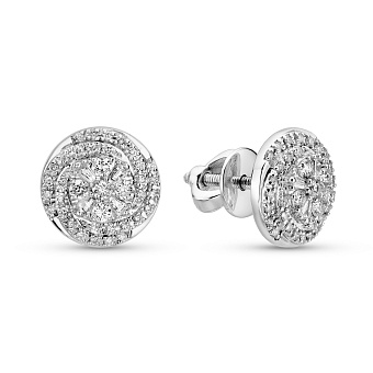 Фото Золотые серьги пусеты с бриллиантами (арт. Т011681030б)