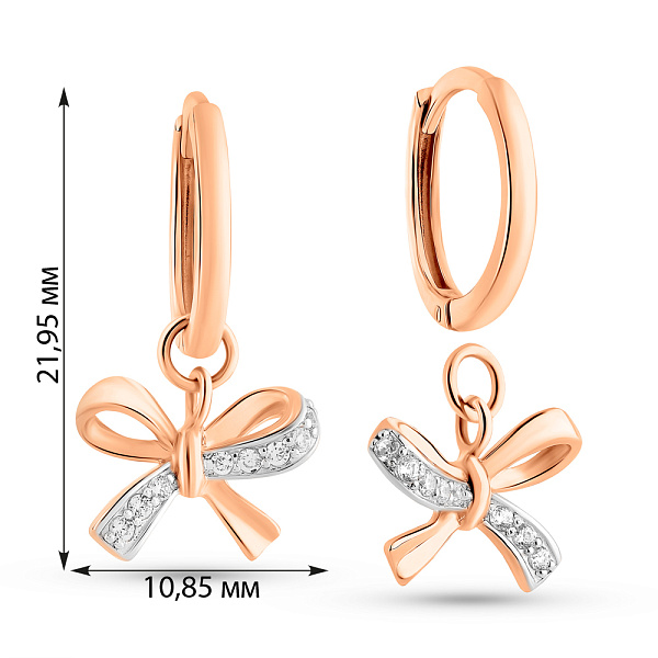 Золотые серьги Бантики с фианитами (арт. 111310) – изображение 4