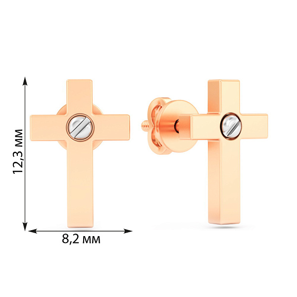 Сережки-пусети з червоного золота (арт. 1101099) – зображення 2