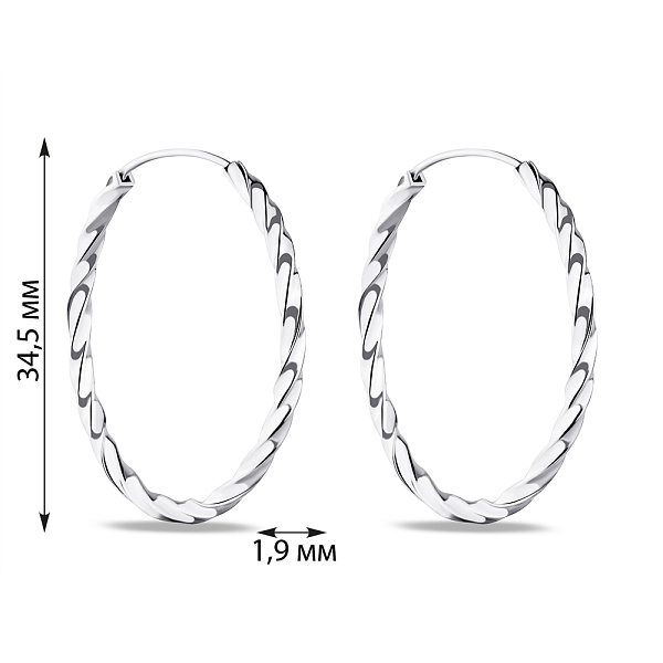 Серебряные серьги-кольца без камней  (арт. 7502/4809/35) – изображение 2