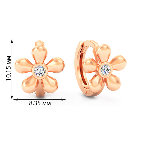 Дитячі золоті сережки Квіточки з фіанітами (арт. 1101005) – зображення 5