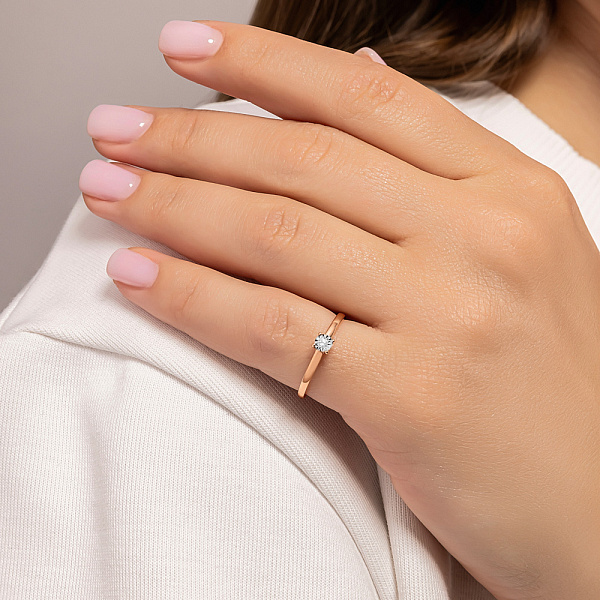 Золотое кольцо с бриллиантом (арт. К011743) – изображение 2