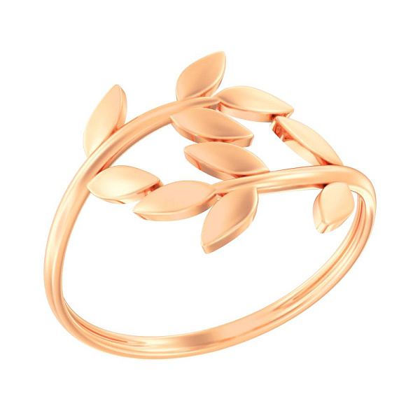 Кольцо из красного золота "Ветка" без камней (арт. 140918) – изображение 1