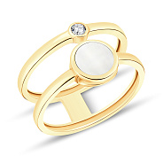 Золотое кольцо Лýна с эмалью и фианитом (арт. 141067жеп)