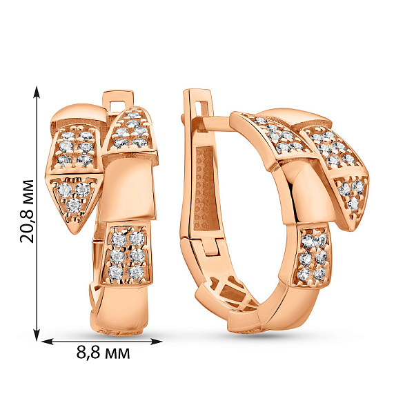 Золоті сережки Змія з фіанітами (арт. 1091377) – зображення 4