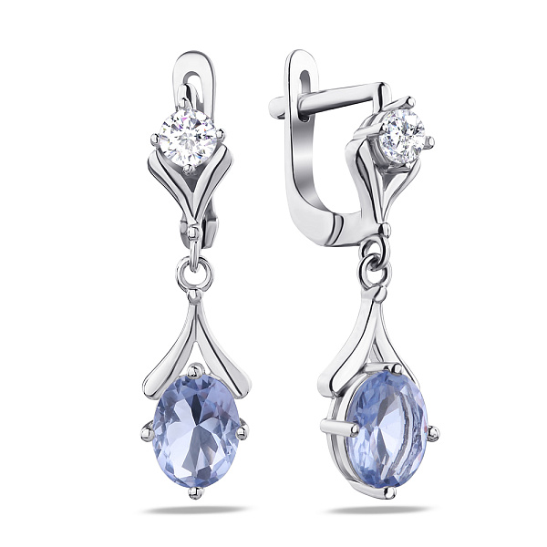 Серебряные серьги подвески с фианитами (арт. 7502/3667цг) – изображение 1