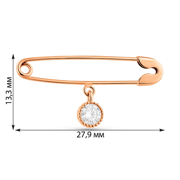 Золотая булавка с фианитом (арт. 280238) – изображение 2