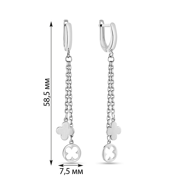 Сережки-підвіски з білого золота (арт. 107915б) – зображення 2