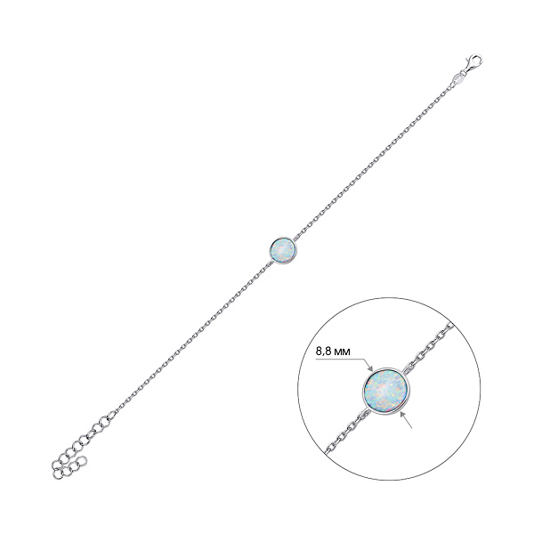 Серебряный браслет с опалом (арт. 7509/3702Поб) – изображение 2