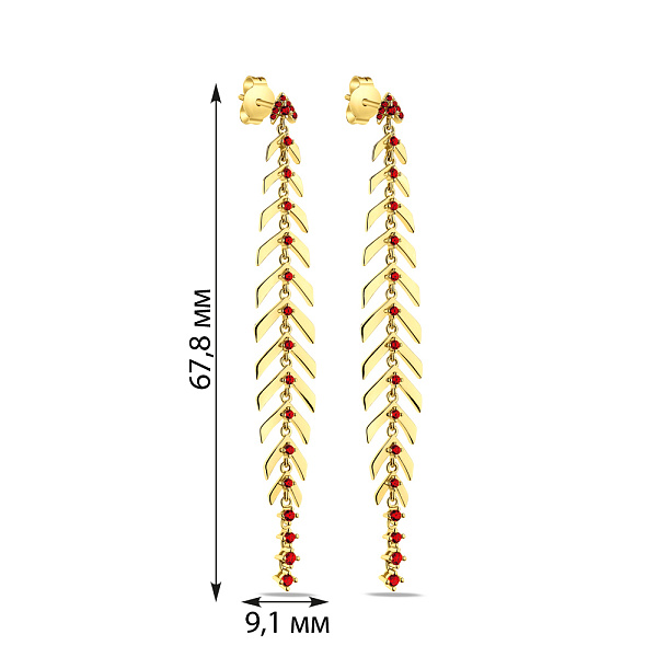 Длинные серьги из серебра с желтым родирование (арт. 7518/6595жак) – изображение 2
