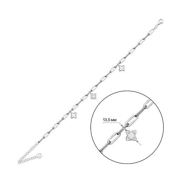 Срібний браслет Квіти на ногу (арт. 7509/5012н) – зображення 2