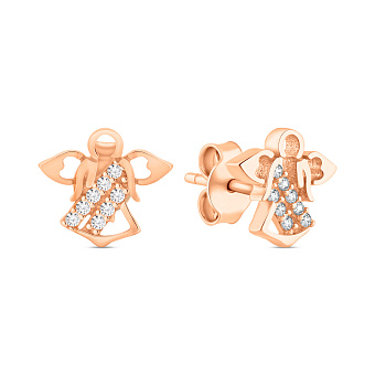 Фото Золоті пусети Янголи з фіанітами (арт. 106495)