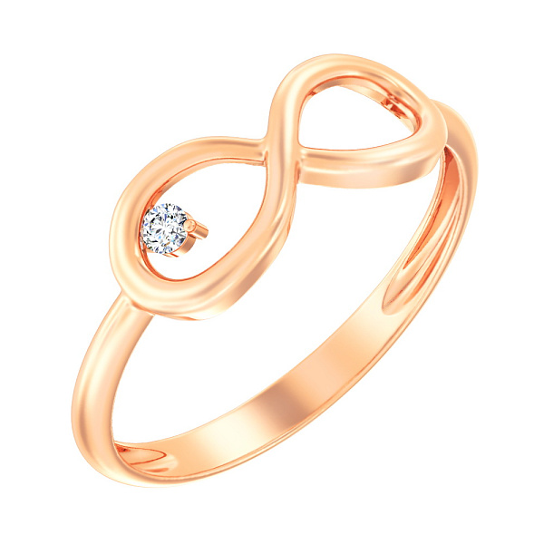 Золотое кольцо «Бесконечность» с фианитом (арт. 141129) – изображение 1