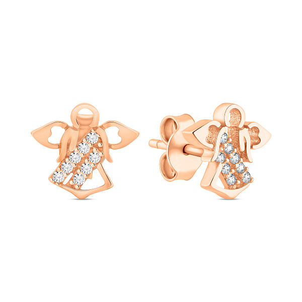 Золоті пусети Янголи з фіанітами (арт. 106495) – зображення 1