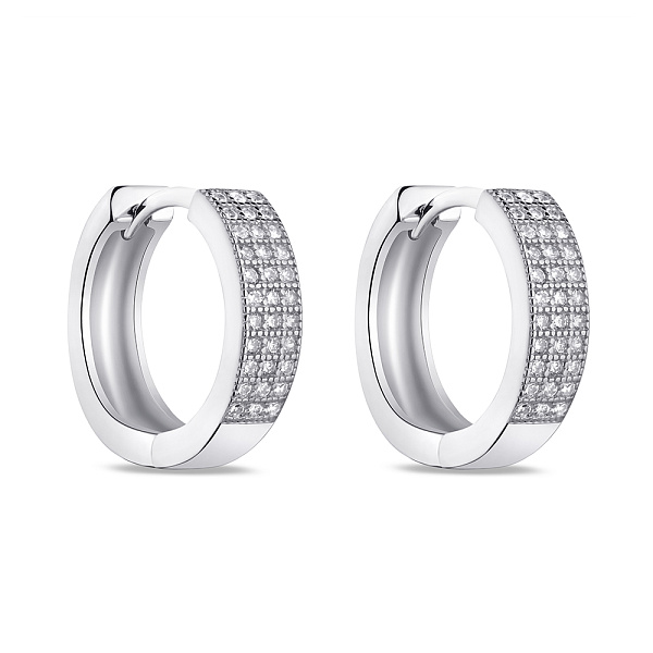 Серьги-кольца из серебра с фианитами (арт. 7502/2815/15) – изображение 1