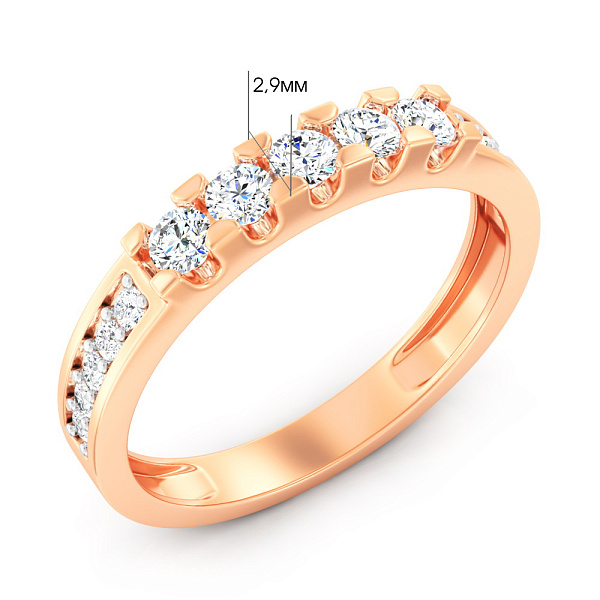 Золотое кольцо с дорожкой из фианитов (арт. 1401108) – изображение 4