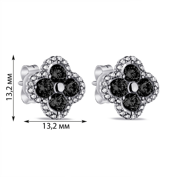 Серьги из серебра с черными и белыми фианитами (арт. 7518/6565ч) – изображение 2