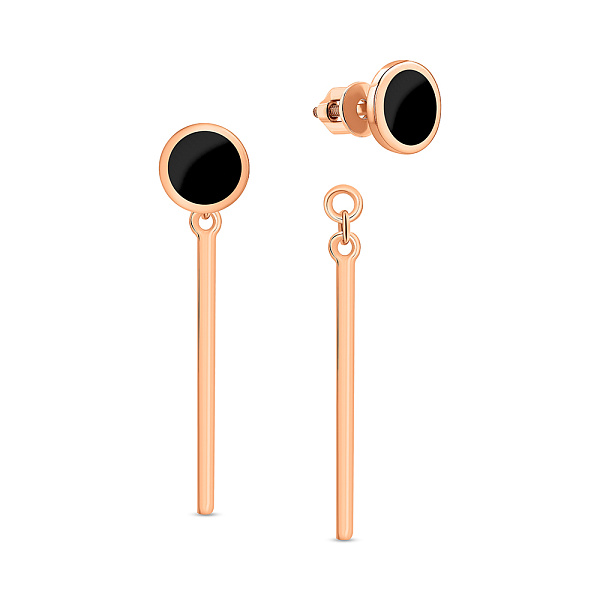 Золотые серьги трансформеры Лýна с эмалью (арт. 110616ч) – изображение 1