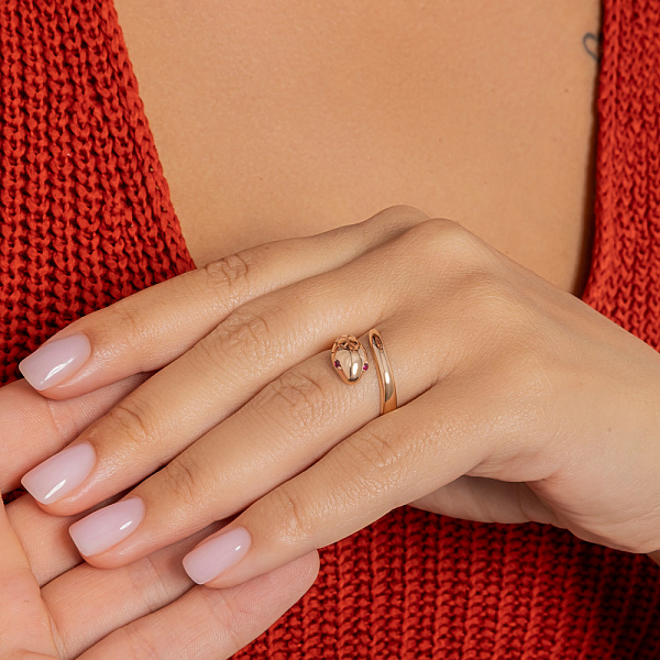 Золота каблучка Змія з фіанітами (арт. 156672млн) – зображення 3