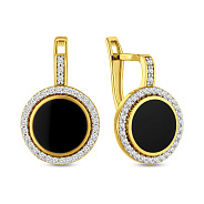 Фото Золоті сережки Лýна з емаллю і фіанітами (арт. 110426же)