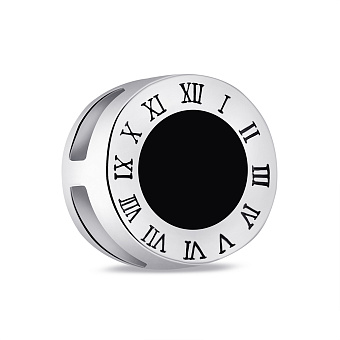 Серебряный шарм с черной эмалью (арт. 7503/3372/8еч)