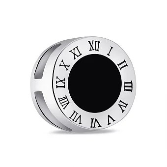 Серебряный шарм с черной эмалью (арт. 7503/3372/8еч)