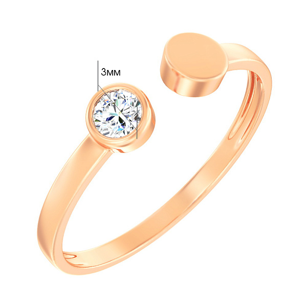 Безразмерное золотое кольцо с фианитом (арт. 140788) – изображение 4