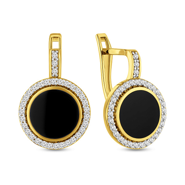 Золоті сережки Лýна з емаллю і фіанітами (арт. 110426же) – зображення 1