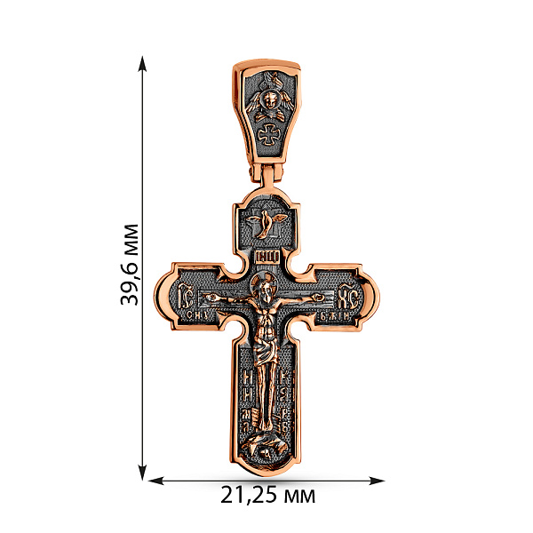 Хрестик з червоного золота з чорнінням (арт. 501744ч) – зображення 7