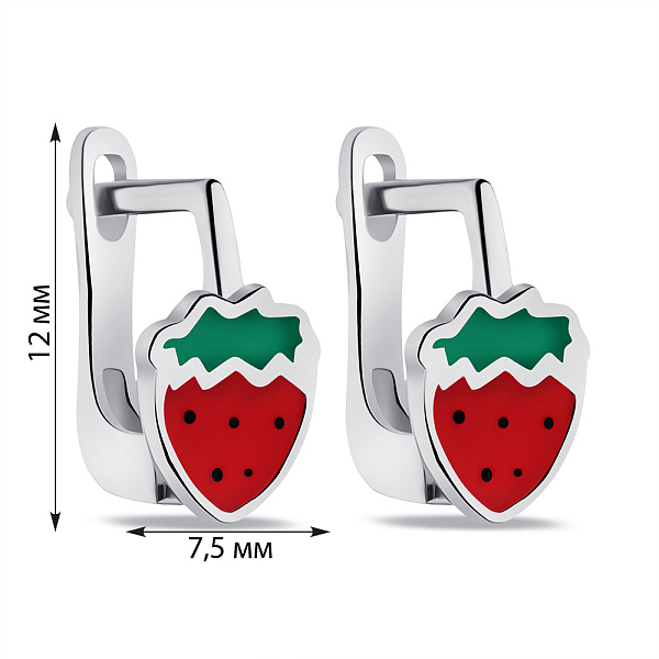 Детские серьги Клубнички из серебра с эмалью (арт. 7502/9099екз) – изображение 2