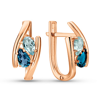 Фото Золотые серьги с топазом (арт. 111365Пгл)