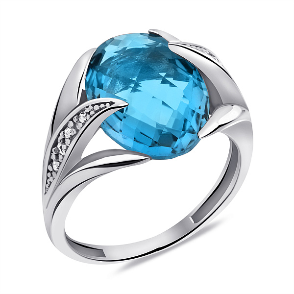Серебряное кольцо с топазом и фианитами (арт. 7501/2297Пл) – изображение 1