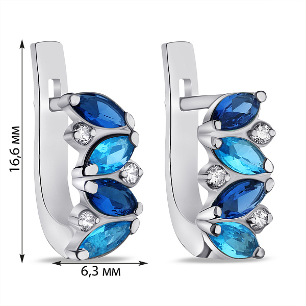 Срібні сережки з альпінітами та фіанітами (арт. 7502/0939асгсю) – зображення 2