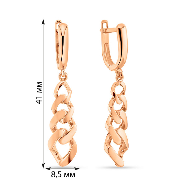 Золоті сережки-підвіски "Ланки" з ланцюжками  (арт. 109156) – зображення 2