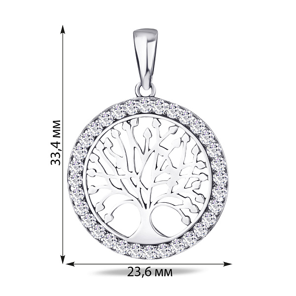 Серебряная подвеска Дерево жизни с фианитами (арт. 7903/38-137-ч) – изображение 2