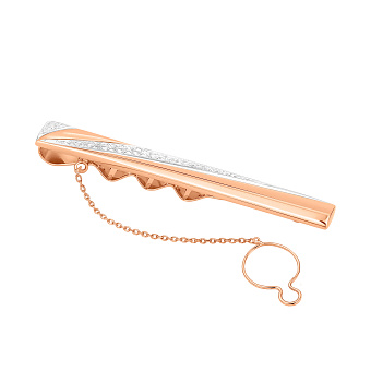 Затискач для краватки з червоного золота з родіюванням (арт. 200041ра)