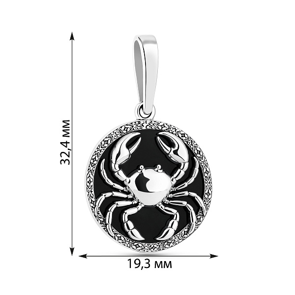 Срібний кулон Рак з оніксом (арт. 7903/2490орк) – зображення 2