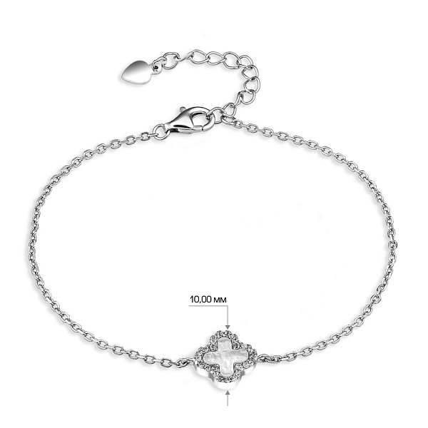 Браслет из серебра "Клевер" с перламутром и фианитами (арт. 7509/934/10п) – изображение 2