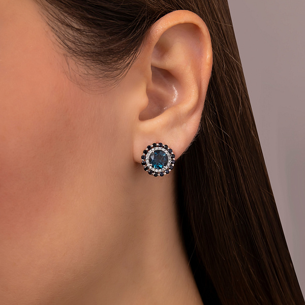 Сережки золоті з діамантами і з топазом (арт. С011143Пблс) – зображення 2