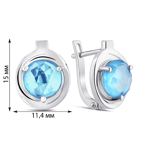 Срібні сережки з одним топазом (арт. 7502/2194385Птг) – зображення 2