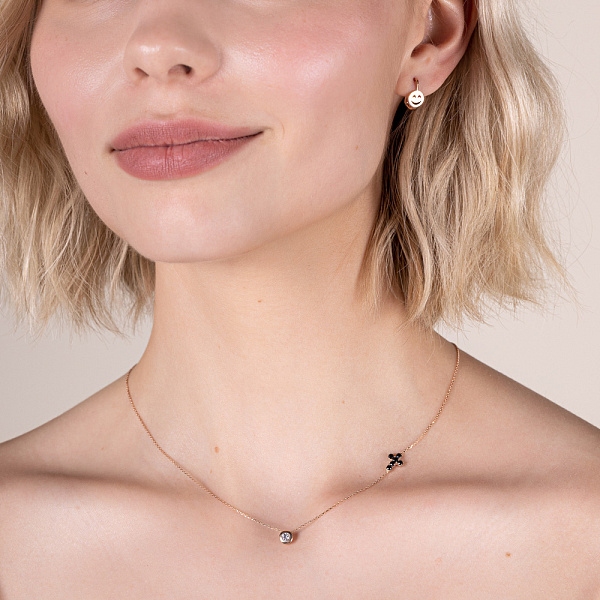 Колье из красного золота с черными фианитами (арт. 352154/1ч) – изображение 3