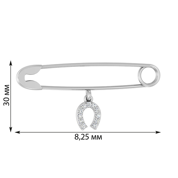 Золотая булавка «Подкова» с фианитами (арт. 360029б) – изображение 2