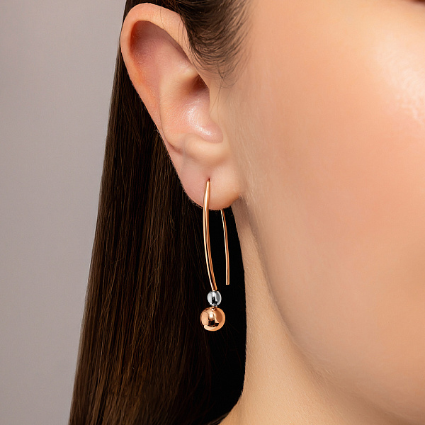 Золотые серьги в комбинированном цвете металла (арт. 100965/1кб) – изображение 2