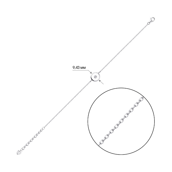 Браслет из серебра с белой эмалью и с фианитом (арт. 7509/3060/10еб) – изображение 2